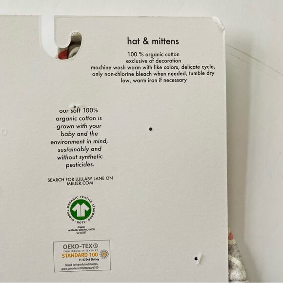 Lullaby Baby | Hat Mitten Set Floral Leaf Print NWT 100% Organic Cotton - Picture 4 of 4